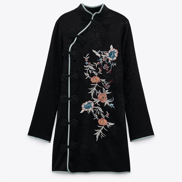 embroidered jacquard dress zara ZW COLLECTION EMBROIDERED JACQUARD DRESS - Pearl gray
